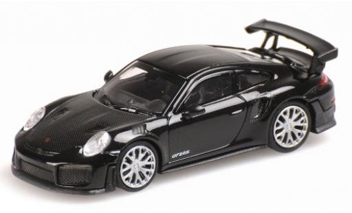 Modelauto Porsche 911 GT2 RS zwart 2018 avec Carbon-Capot 1/87 Minichamps