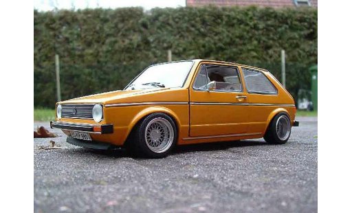 Volkswagen Golf GTI 1/18 Solido jantes BBS tuning oranje modelauto