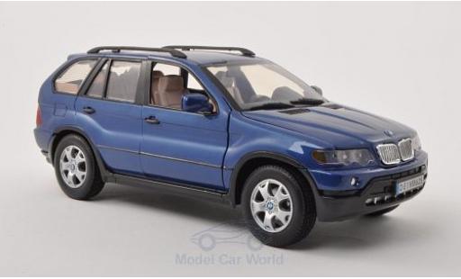 Modelauto Bmw X5 E53 () metallic blauw 1/18 Motormax