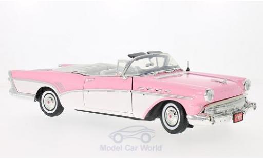 Modelauto Buick Roadmaster Convertible Cabriolet roze/wit 1957 1/18 Motormax