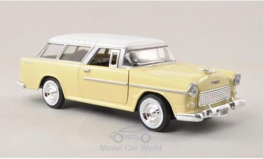 Modelauto Chevrolet Bel Air Station Wagon Nomad geel/wit 1955 1/24 Motormax