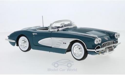 Modelauto Chevrolet Corvette Convertible C1 turquoise/grijs 1958 1/18 Motormax