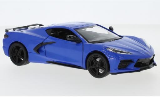 Modelauto Chevrolet Corvette Stingray C8 metallic blauw 2020 1/24 Motormax