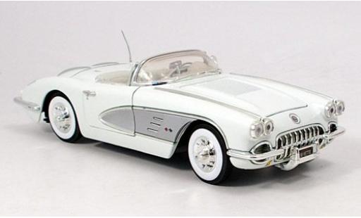 Modelauto Chevrolet Corvette Convertible wit/grijs 1958 1/18 Motormax