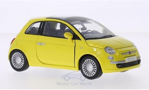 Modelauto Fiat 500 Base geel 2007 1/24 Motormax