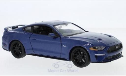 Modelauto Ford Mustang GT metallic blauw 2018 1/24 Motormax