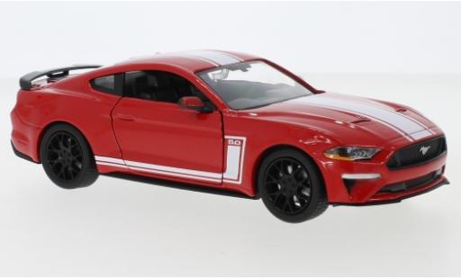 Modelauto Ford Mustang GT rood/wit 2018 1/24 Motormax