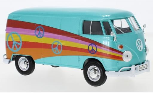 Modelauto Volkswagen T1 Base bestelwagen metallic turquoise/Dekor 1/24 Motormax