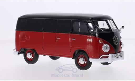 Modelauto Volkswagen T1 A bestelwagen zwart/rood 1/24 Motormax