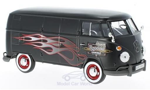 Modelauto Volkswagen T1 A mat-zwart/Dekor Custom Garage 1/24 Motormax