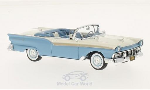 Modelauto Ford Fairlane 500 Convertible Cabriolet blauw/wit 1/43 Neo