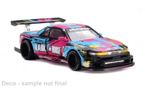 Modelauto Nissan Silvia S13 -R Kaido Splash V1 zwart/Dekor 1991 1/64 Mini GT