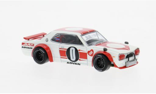 Modelauto Nissan Skyline 2000 GT-R (KPGC10) wit/rood 1969 1/64 Mini GT