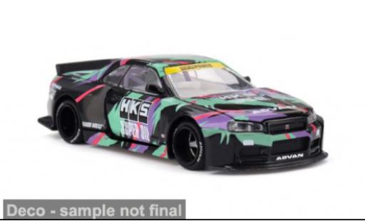 Modelauto Nissan Skyline R34 GT-R () groen/paars 1999 1/64 Mini GT