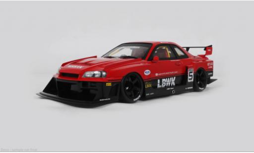 Modelauto Nissan Skyline R34 GT-R rood/zwart 2020 1/18 GT Spirit