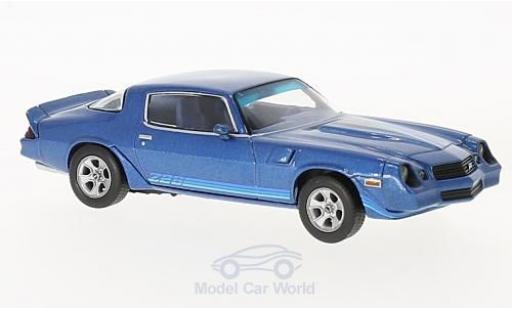 Modelauto Chevrolet Camaro Z28 metallic blauw 1980 met blauwen strepen 1/43 Norev