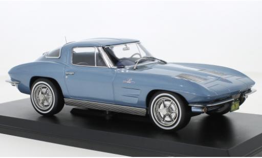 Modelauto Chevrolet Corvette Stingray Sting Ray (C2) metallic blauw 1963 1/18 Norev