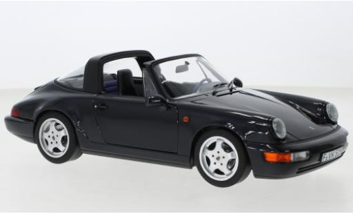 Modelauto Porsche 911 Targa Carrera 4 metallic blauw 1991 1/18 Norev