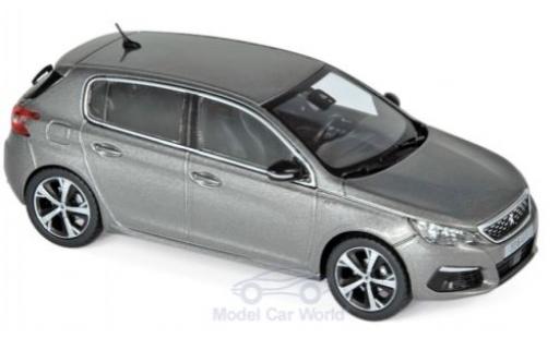 Modelauto Peugeot 308 GT metallic grijs 2017 1/43 Norev