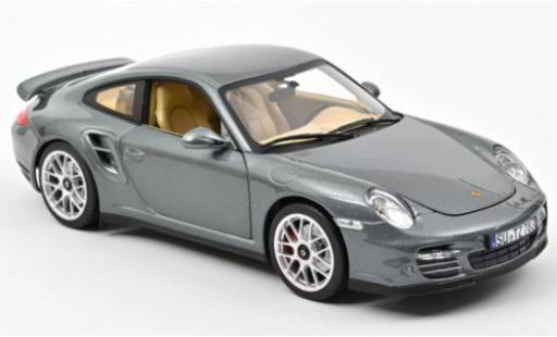 Modelauto Porsche 911 Turbo metallic grijs 2010 1/18 Norev