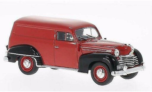 Opel Olympia Base 1/43 WhiteBox Bestelwagen rood/zwart 1950 modelauto