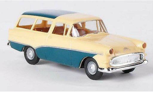 Opel Rekord P1 1/87 Brekina Caravan beige/blauw-groen modelauto
