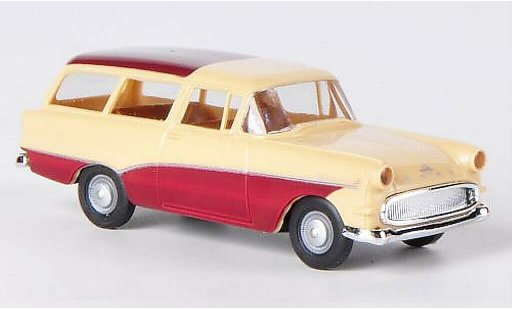 Opel Rekord P1 1/87 Brekina Caravan beige/rood modelauto