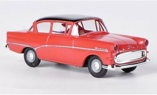 Opel Rekord P1 1/87 Brekina rood/zwart modelauto