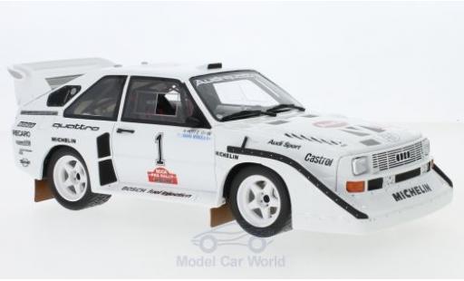 Modelauto Audi Sport Quattro s1 e2 No.1 Olympus Rally 1985 H.Mikkola/A.Hertz 1/18 Ottomobile