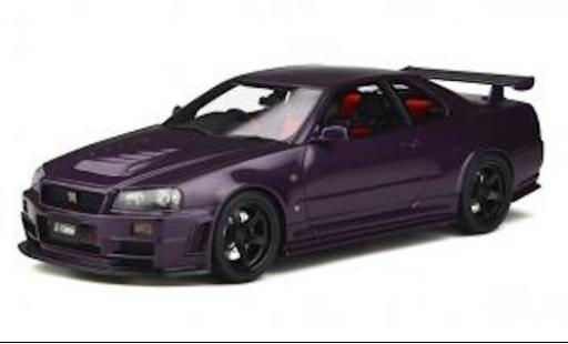Modelauto Nissan Skyline R34 GT-R (Z34) Nismo Z-Tune metallic paars RHD 1998 avec zwart jantes 1/18 Ottomobile