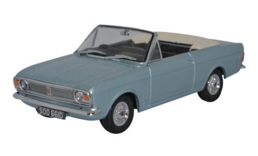 Modelauto Ford Cortina Crayford Convertible MkII Cabriolet metallic blauw RHD kap ougroen 1/43 Oxford
