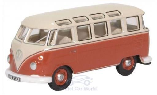 Modelauto Volkswagen T1 Base Samba Bus rood/beige 1/76 Oxford