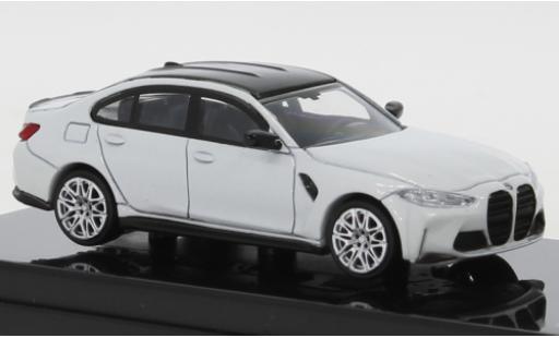 Modelauto Bmw M3 berline (G80) metallic wit/zwart 1/64 Para64