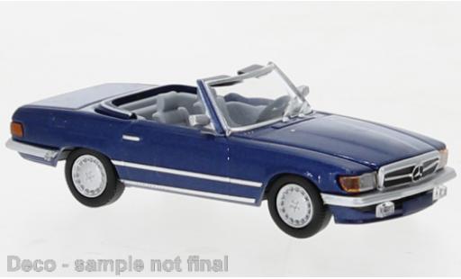 Modelauto Mercedes SL Base (R107) metallic blauw 1985 1/87 PCX87