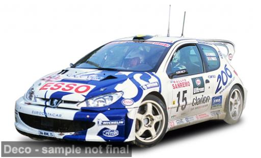 Modelauto Peugeot 206 WRC Rally San Remo 1999 #15 G.Panizzi/H.Panizzi 1/18 Sun Star