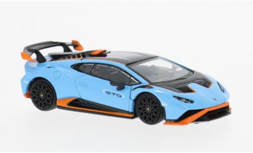 Modelauto Lamborghini Huracan STO blauw/oranje 1/64 Pop Race