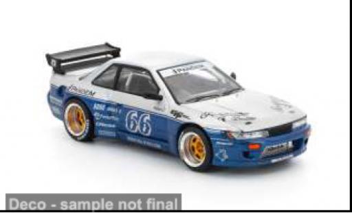 Modelauto Nissan Silvia S13 () blauw/wit 1/64 Pop Race