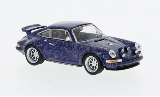 Modelauto Porsche 911 Base Singer Mulholland conduire blauw/D&Atilde;&copy;corer 1/64 Pop Race