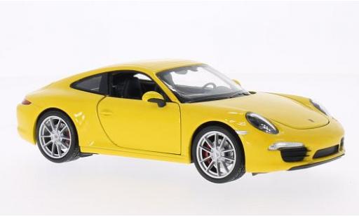 Modelauto Porsche 911 Base Carr geel 1/24 Welly