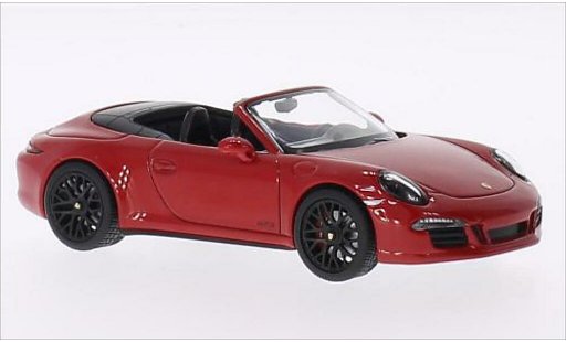 Porsche 911 GTS 1/43 Schuco Carrera 4 Cabrio rood/zwart 2014 modelauto