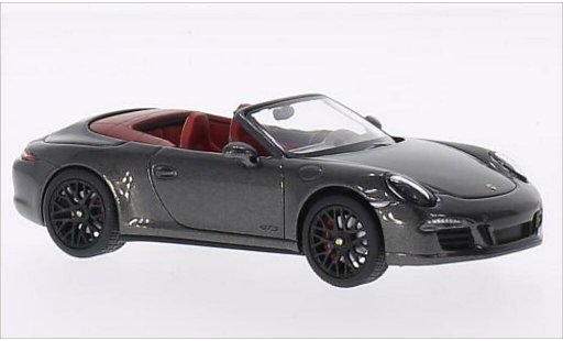 Porsche 911 GTS 1/43 Schuco Carrera Cabrio metallic grijs/rood 2014 modelauto