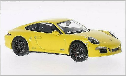 Porsche 911 GTS 1/43 Schuco Carrera geel 2014 modelauto
