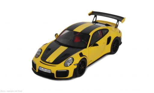 Modelauto Porsche 911 GTS (992.1) 2 RS geel/zwart 2017 1/18 GT Spirit