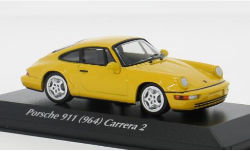 Modelauto Porsche 911 Carrera geel 1992 1/43 Maxichamps