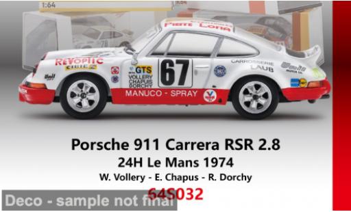 Modelauto Porsche 911 RSR Carrera 2.8 24h Le Mans 1973 #67 W.Vollery/E.Chapuis 1/64 Spark