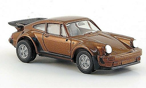 Porsche 911 Turbo 1/87 Herpa bruin Spiegel liegen bei modelauto