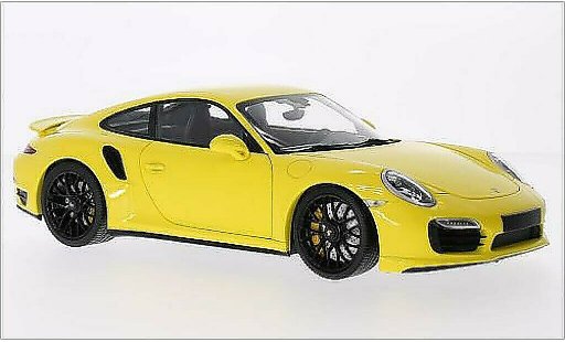 Porsche 911 Turbo S 1/18 Minichamps geel 2013 modelauto