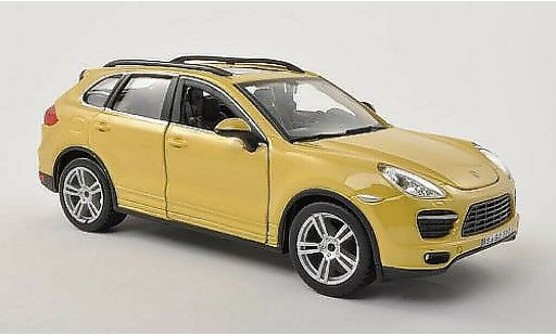 Porsche Cayenne Turbo 1/24 Burago (92A) geel modelauto