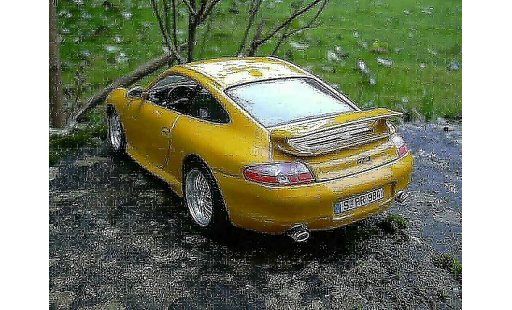 Porsche 911 GT3 1/18 Burago 99 geel modelauto
