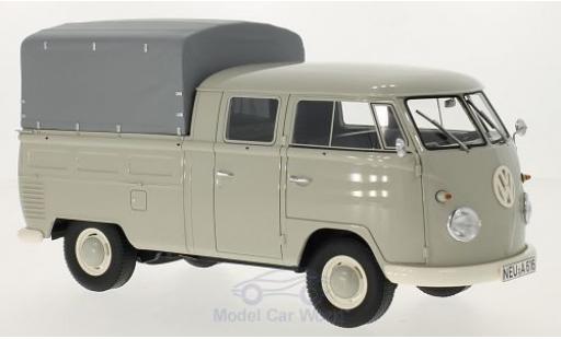 Modelauto Volkswagen T1 B grijs 1960 Doppelkabine met Plane 1/18 Premium ClassiXXs